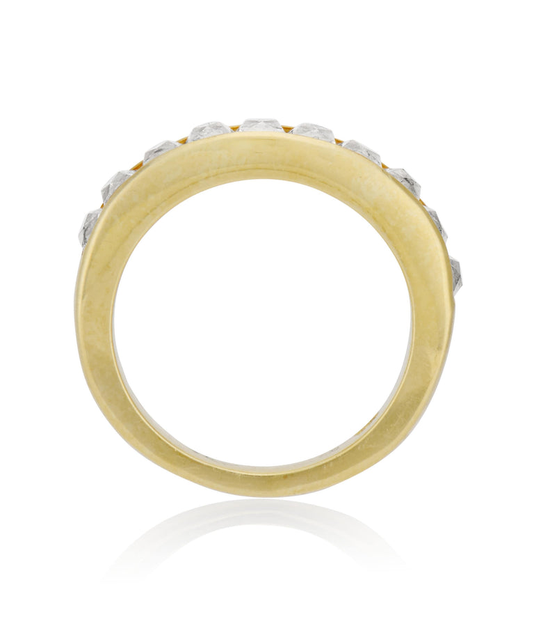 1.52 Carat Reclaimed French Cut Diamond Yellow Gold Wedding Band - Size 6