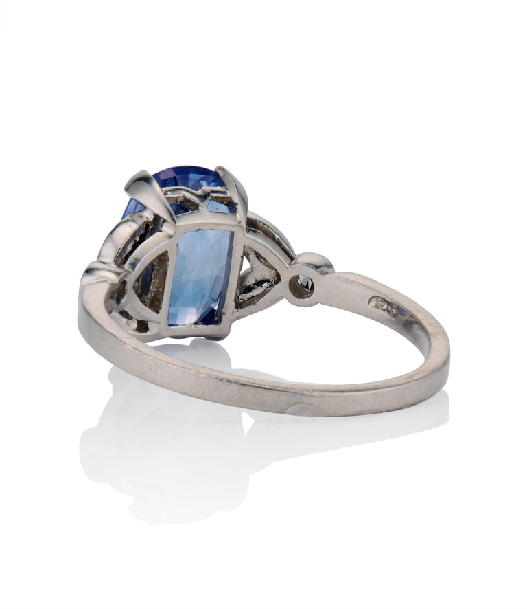 Art Deco 2.99 Carat Ceylon No Heat Sapphire and Diamond Platinum Vintage Engagement Ring