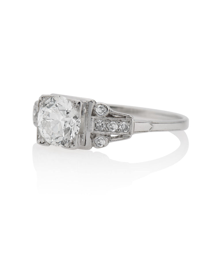 Edwardian 1.05 Carat Old European Cut Diamond Platinum Antique Engagement Ring
