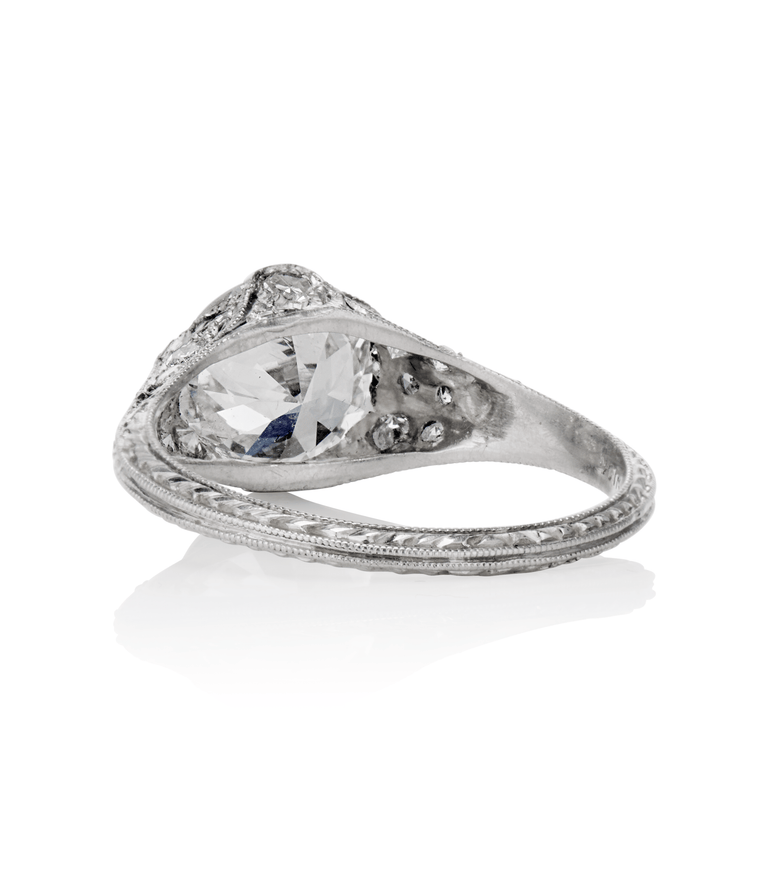 Edwardian 1.45 carat Round Brilliant Cut Diamond Platinum Antique Engagement Ring