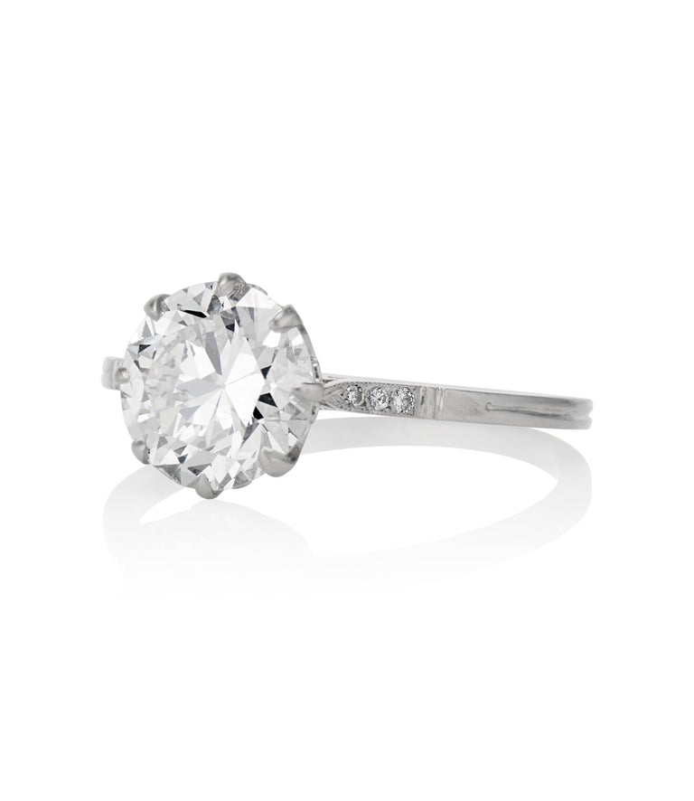 Edwardian 1.92 Carat Circular Brilliant Cut Diamond Platinum Solitaire Vintage Engagement Ring