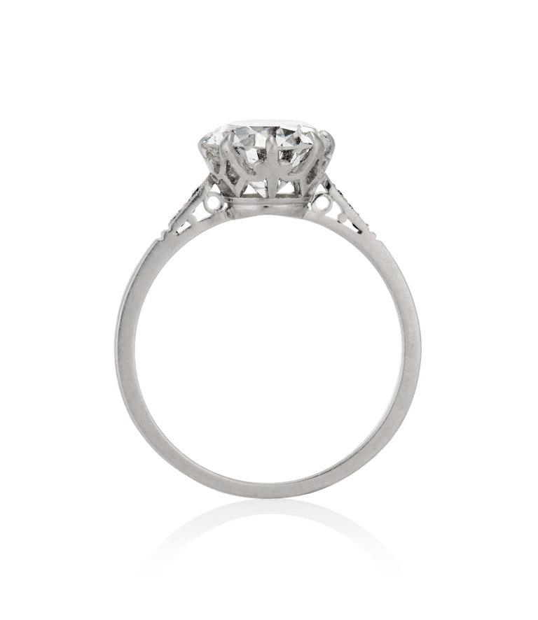 Edwardian 1.92 Carat Circular Brilliant Cut Diamond Platinum Solitaire Vintage Engagement Ring