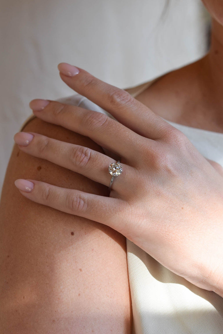 Edwardian 1.92 Carat Circular Brilliant Cut Diamond Platinum Solitaire Vintage Engagement Ring