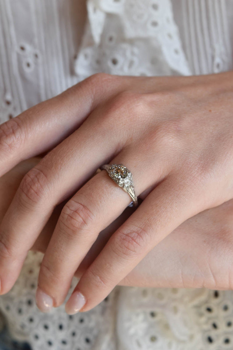 Edwardian .67 Carat Old European Cut Diamond Platinum Antique Engagement Ring