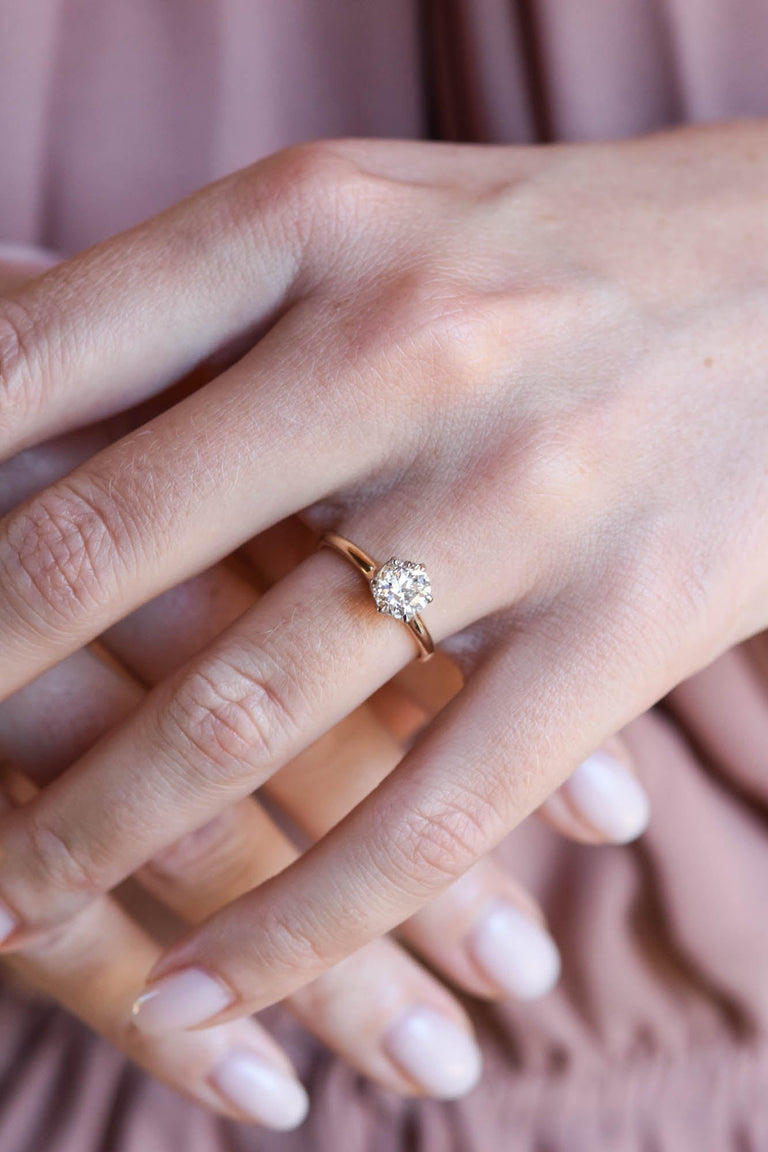 Midcentury 1.57 Carat Old European Cut Diamond Solitaire Yellow Gold Vintage Engagement Ring