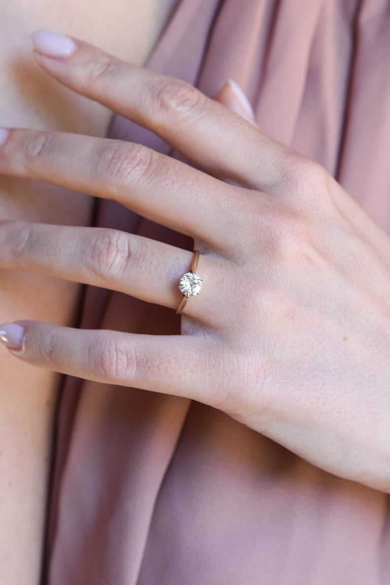 Midcentury .80 Carat Old European Cut Diamond Yellow Gold Solitaire Vintage Engagement Ring