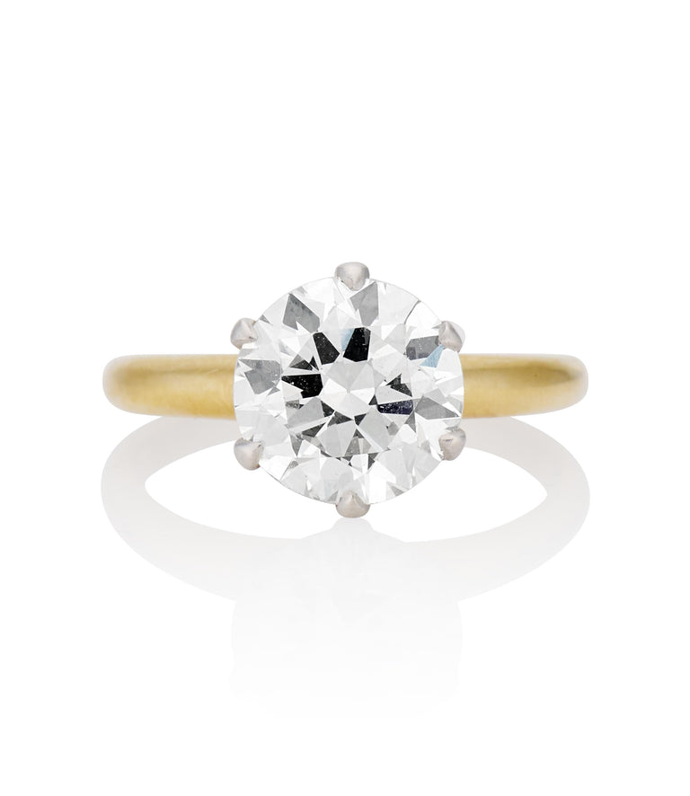 Tiffany & Co. Round Brilliant 2.31 Carat Yellow Gold Diamond Solitaire Vintage Engagement Ring