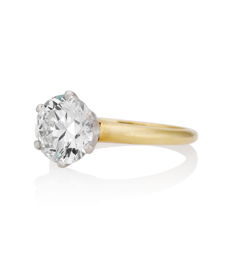 Tiffany & Co. Round Brilliant 2.31 Carat Yellow Gold Diamond Solitaire Vintage Engagement Ring