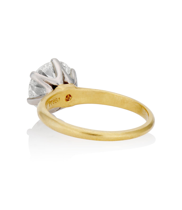 Tiffany & Co. Round Brilliant 2.31 Carat Yellow Gold Diamond Solitaire Vintage Engagement Ring