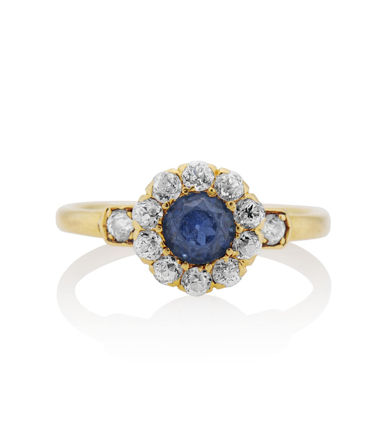 Tiffany & Co. Victorian .50 Carat Sapphire and Diamond Yellow Gold Antique Engagement Ring
