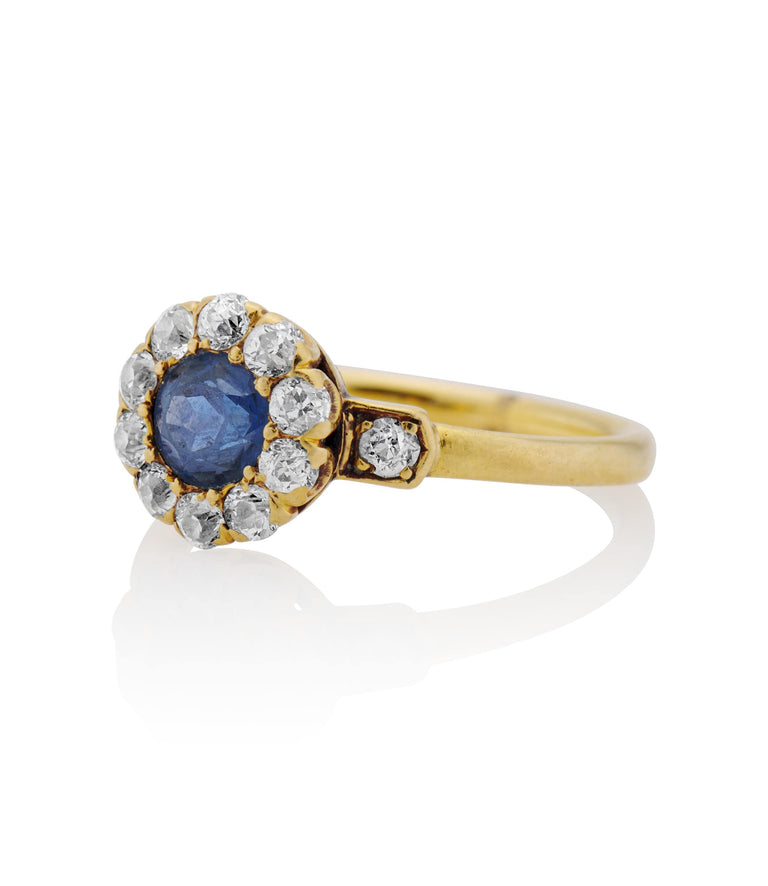 Tiffany & Co. Victorian .50 Carat Sapphire and Diamond Yellow Gold Antique Engagement Ring