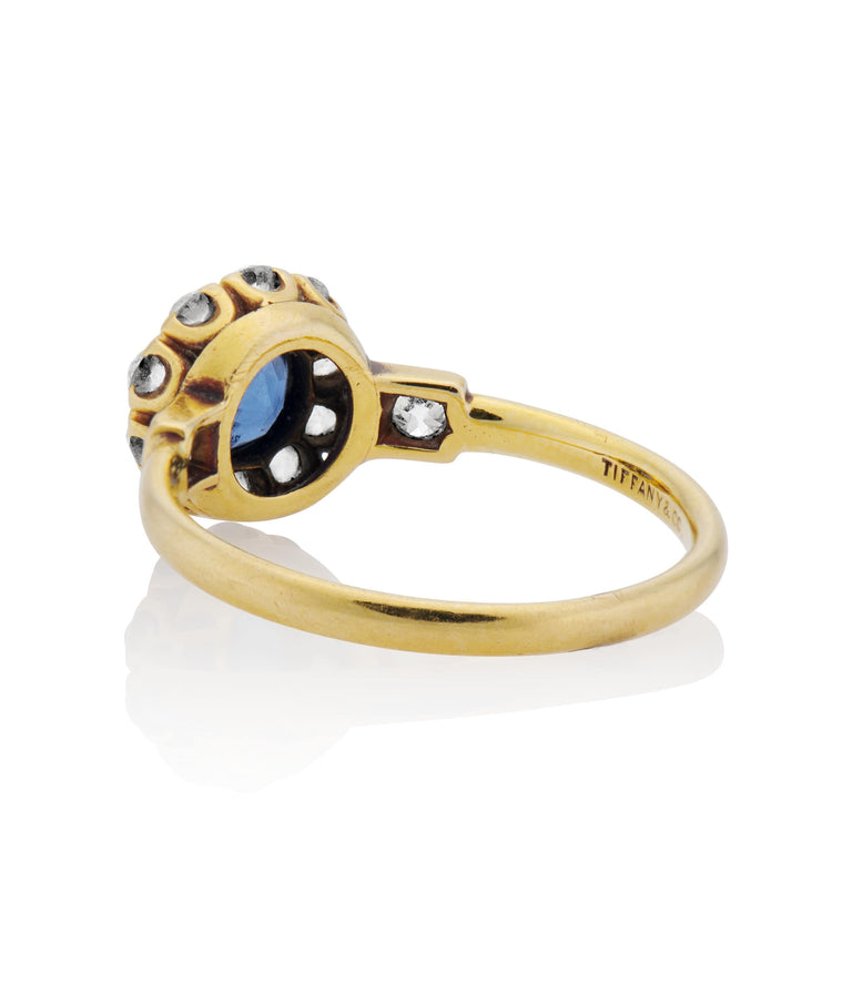 Tiffany & Co. Victorian .50 Carat Sapphire and Diamond Yellow Gold Antique Engagement Ring