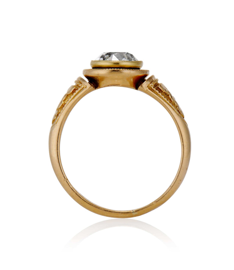 Victorian 1.20 Carat Old European Cut Diamond Yellow Gold Antique Engagement Ring