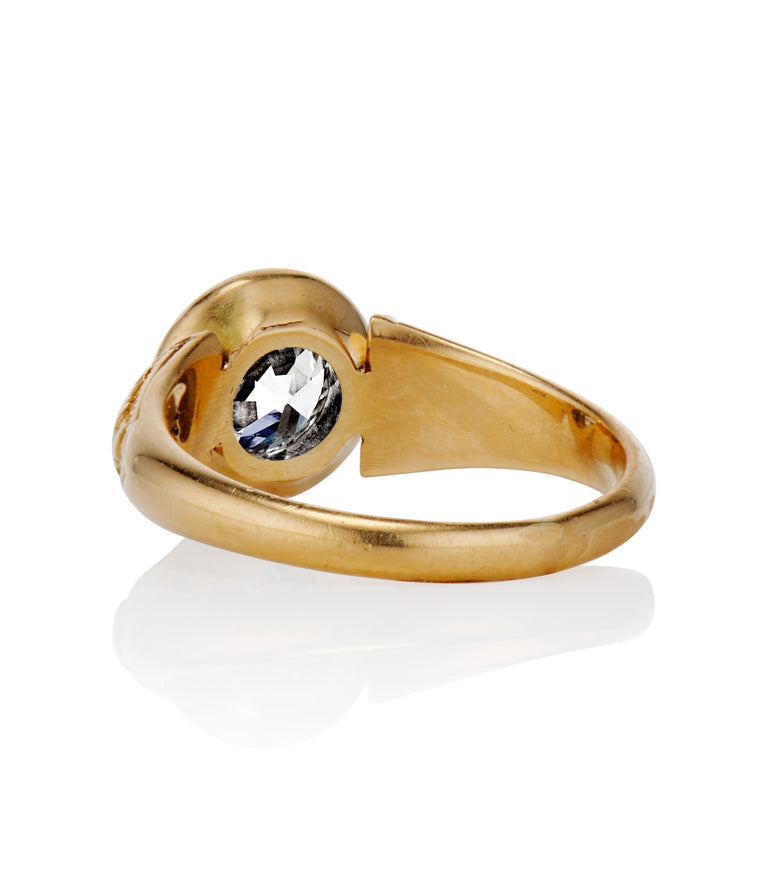 Victorian 1.20 Carat Old European Cut Diamond Yellow Gold Antique Engagement Ring
