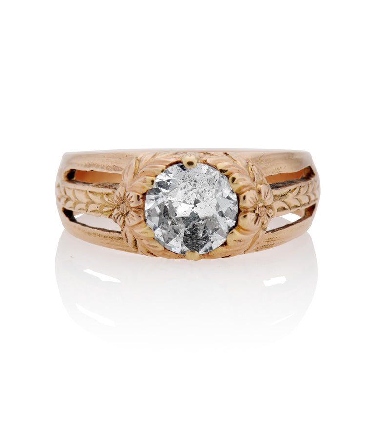 Victorian 1.31 carat Russian Rose Cut Diamond Antique Engagement Ring