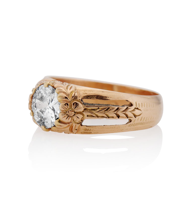 Victorian 1.31 carat Russian Rose Cut Diamond Antique Engagement Ring