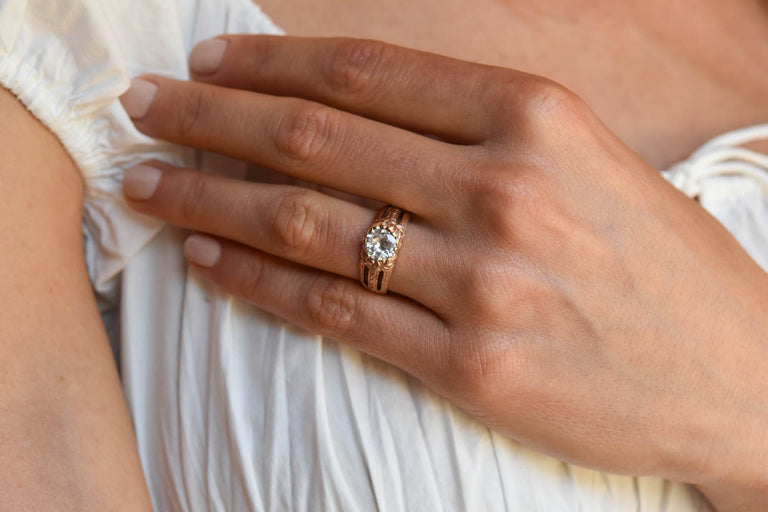 Victorian 1.31 carat Russian Rose Cut Diamond Antique Engagement Ring