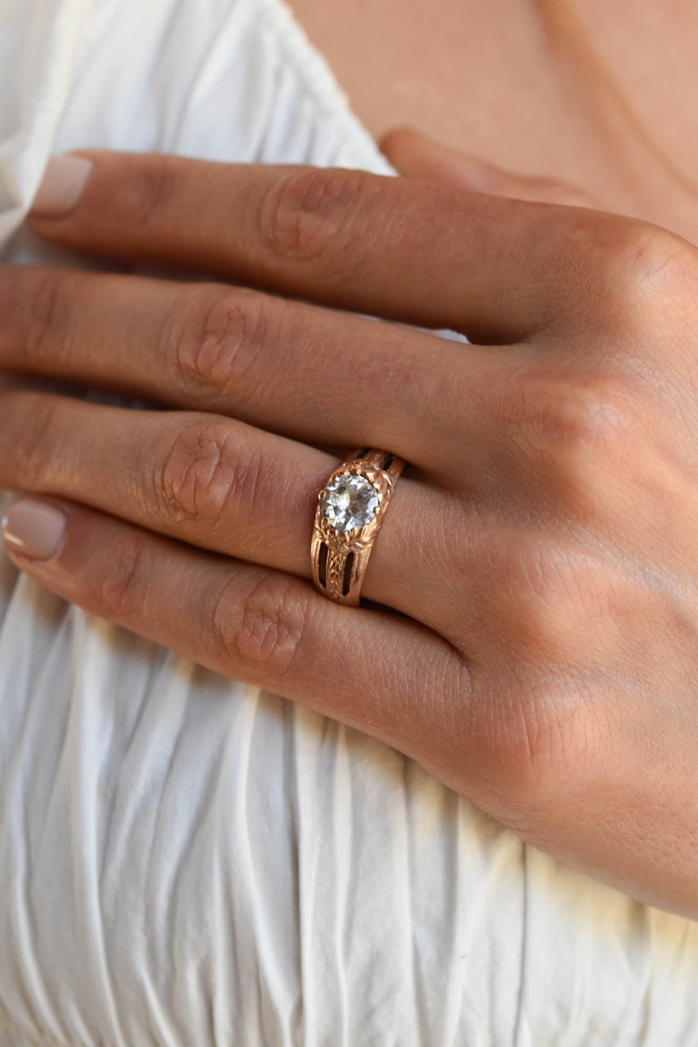 Victorian 1.31 carat Russian Rose Cut Diamond Antique Engagement Ring