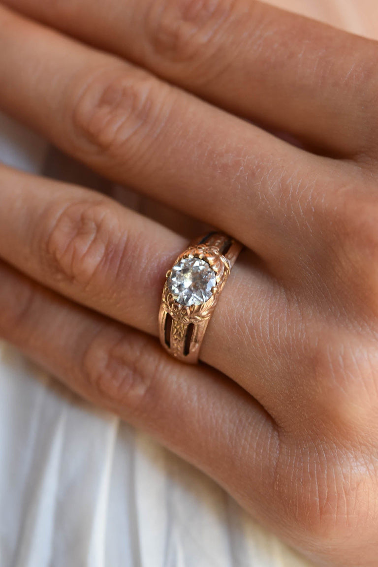 Victorian 1.31 carat Russian Rose Cut Diamond Antique Engagement Ring