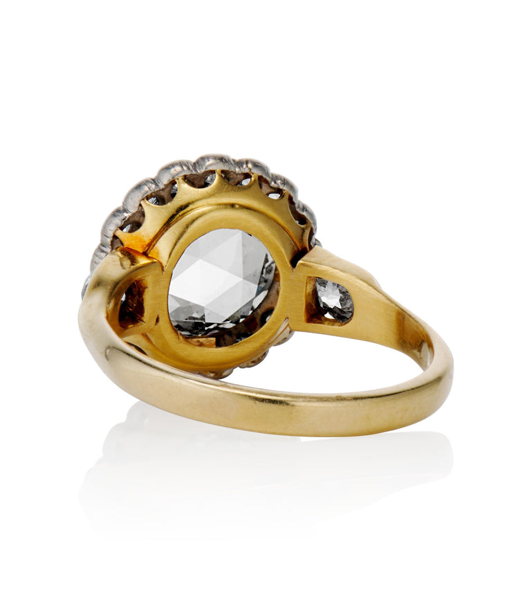 Victorian 1.50 carat Round Rose Cut Diamond Two Tone Cluster Vintage Engagement Ring