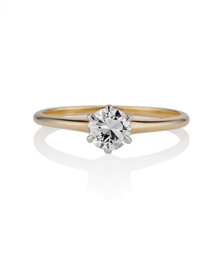 Victorian .45 carat Circular Brilliant Cut Diamond Yellow Gold Solitaire Ring