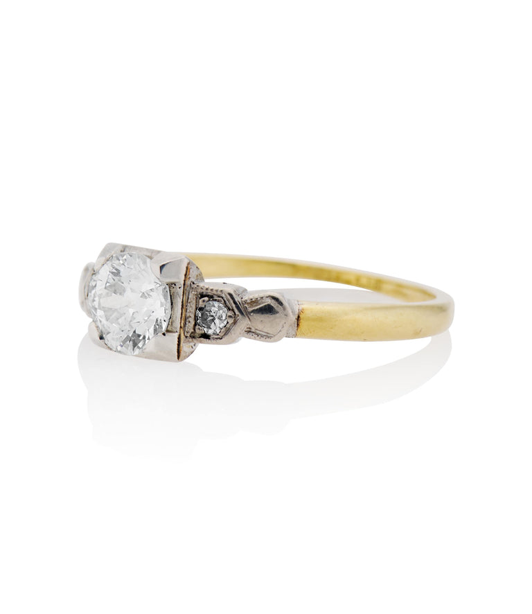 Victorian .48 Carat Circular Brilliant Cut Diamond Antique Engagement Ring