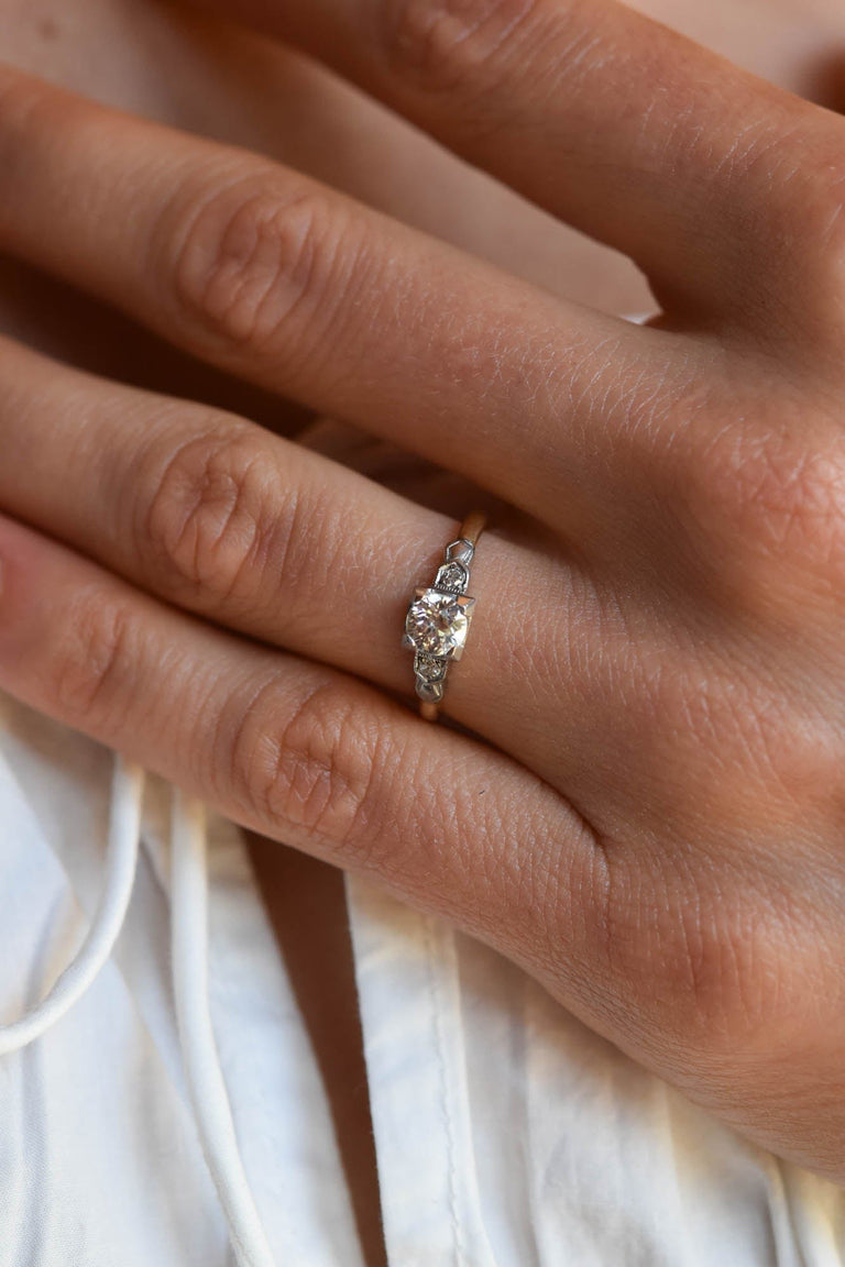 Victorian .48 Carat Circular Brilliant Cut Diamond Antique Engagement Ring