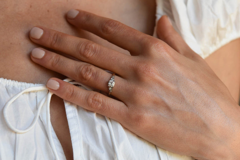Victorian .48 Carat Circular Brilliant Cut Diamond Antique Engagement Ring