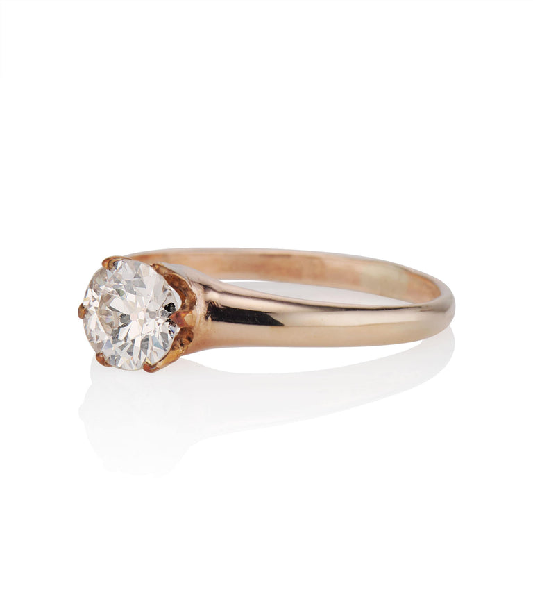 Victorian .80 carat Rose Gold Diamond Engagement Ring