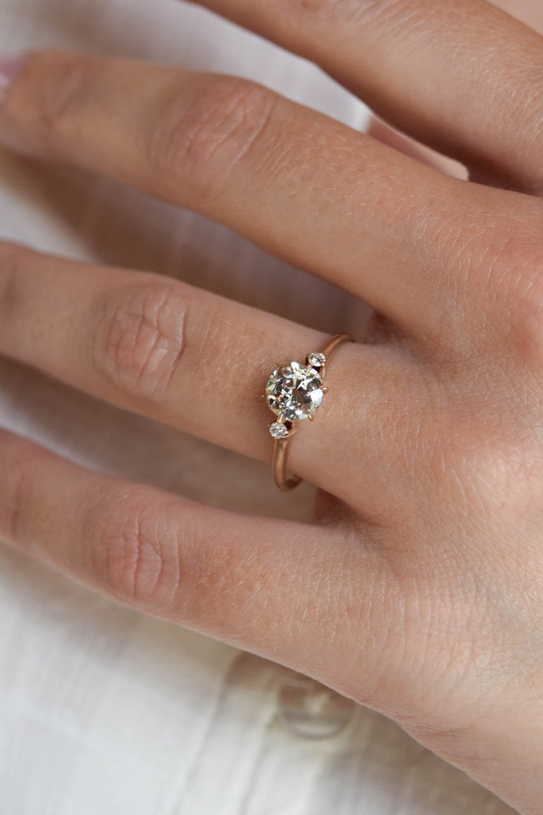 Victorian .99 Carat Old European Cut Diamond Yellow Gold Antique Three Stone Engagement Ring