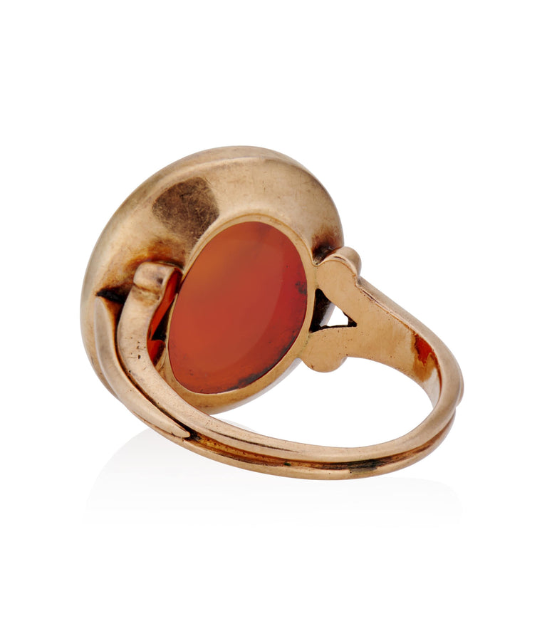 Victorian Carved Carnelian Yellow Gold Antique Ring
