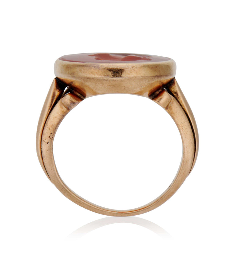 Victorian Carved Carnelian Yellow Gold Antique Ring