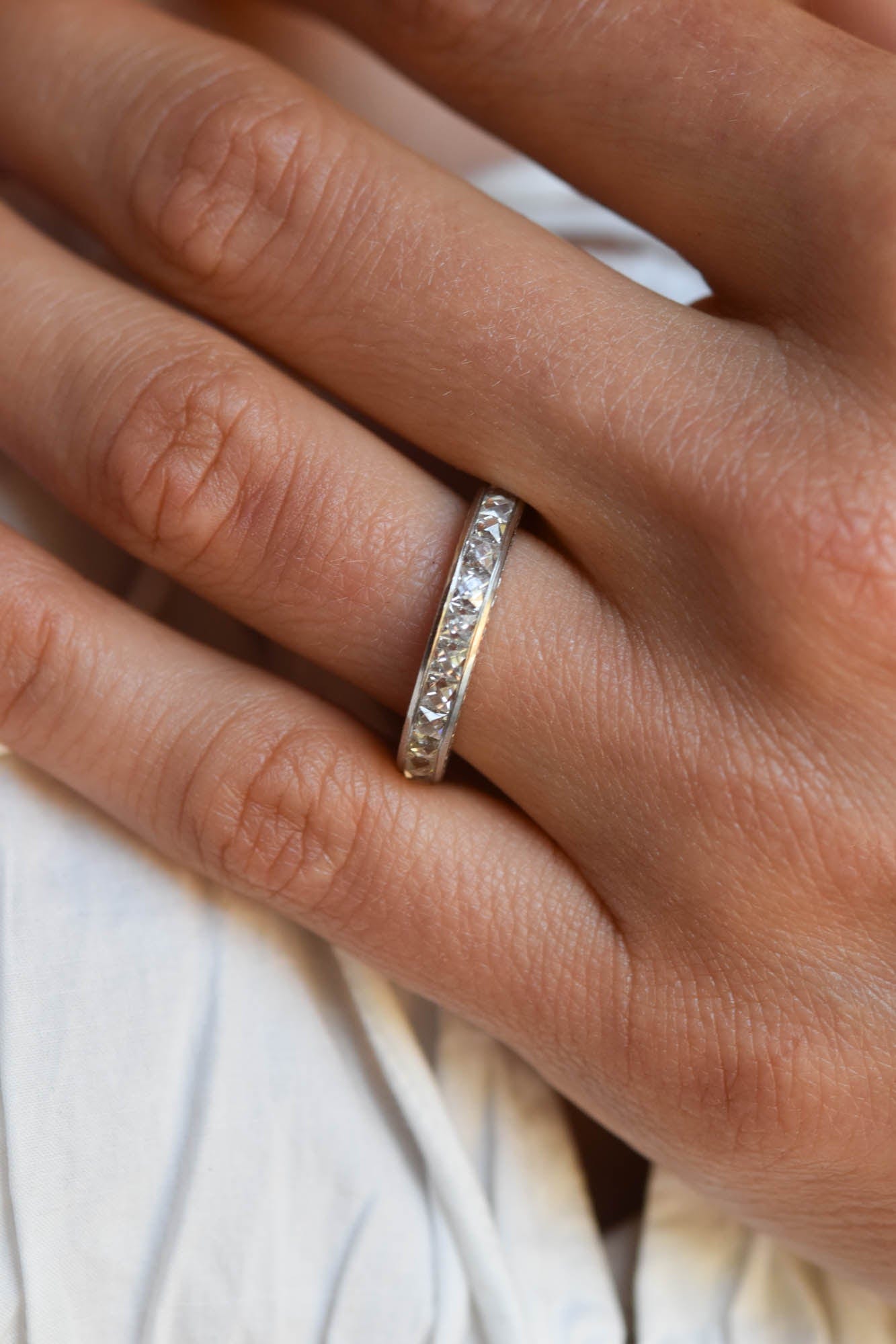 1.75 Carat Reclaimed French Cut Diamond Yellow Gold Wedding Band Siz