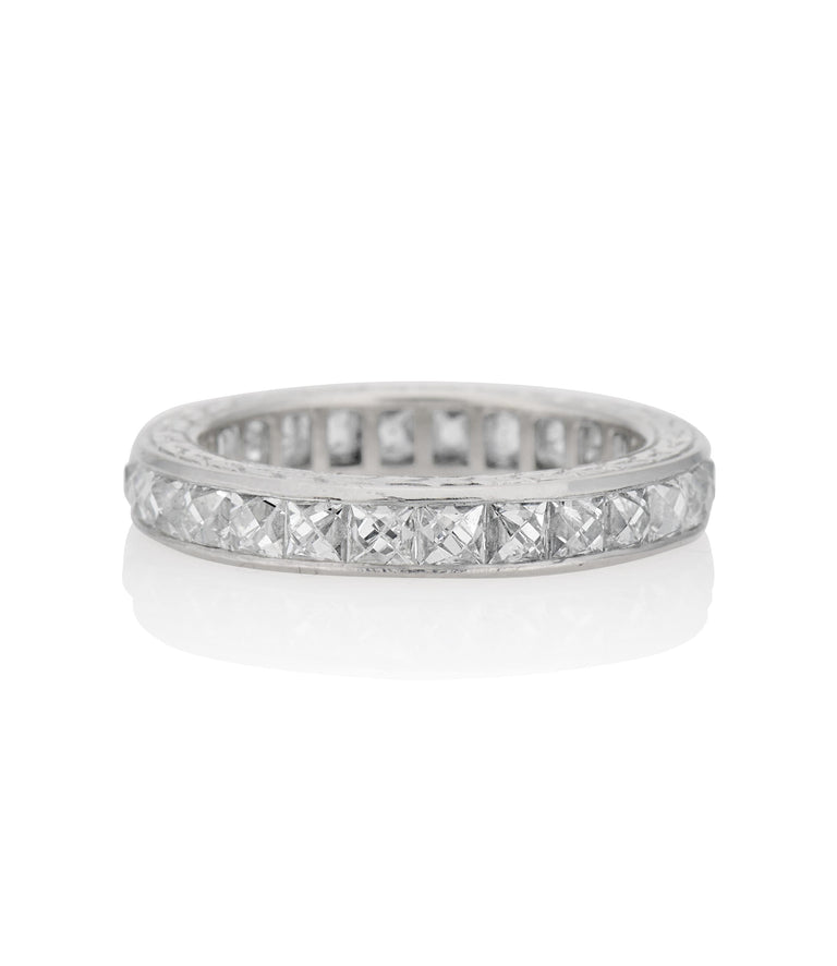3.00 Carat Reclaimed French Cut Diamond Platinum Wedding Band - Size 4