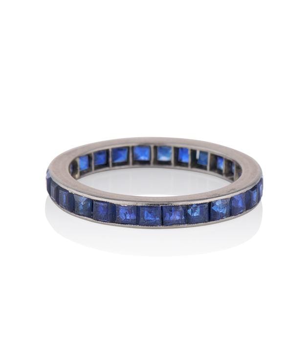 Art Deco 1.75 Carat Square Cut Sapphire Vintage Eternity Band - Size 7