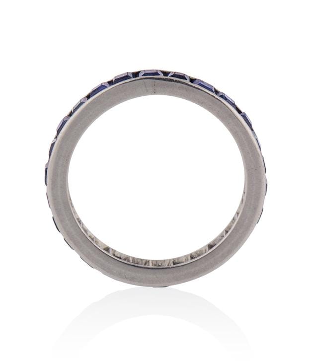 Art Deco 1.75 Carat Square Cut Sapphire Vintage Eternity Band - Size 7