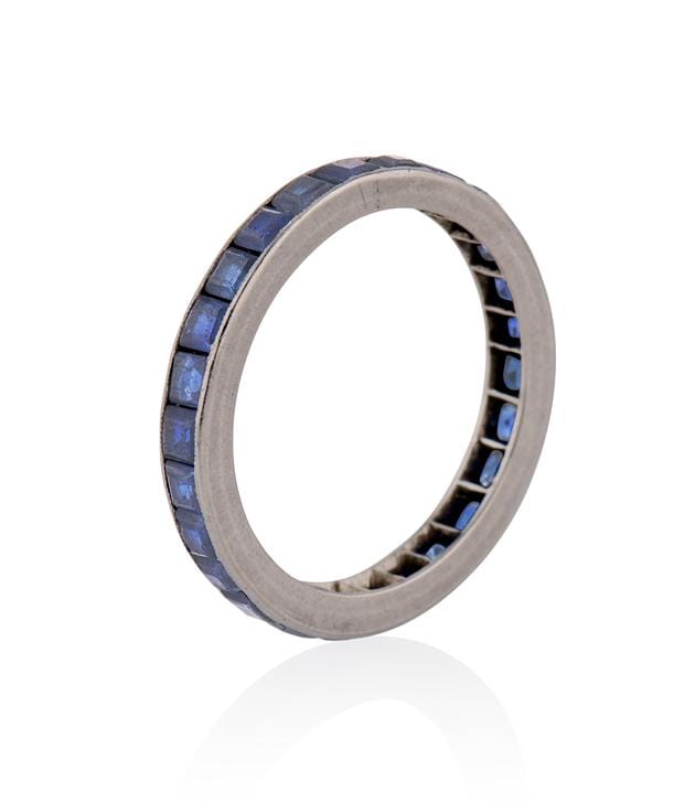 Art Deco 1.75 Carat Square Cut Sapphire Vintage Eternity Band - Size 7