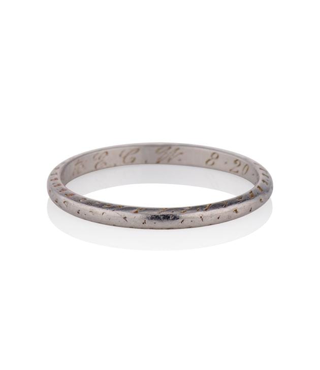 Art Deco Platinum Vintage Wedding Band - Size 6.5