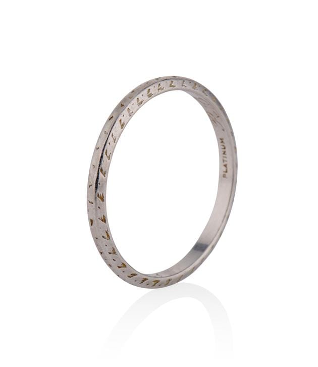 Art Deco Platinum Vintage Wedding Band - Size 6.5
