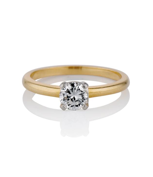 Cartier .50 Carat Transitional Cut Diamond Solitaire Yellow Gold Vintage Engagement Ring