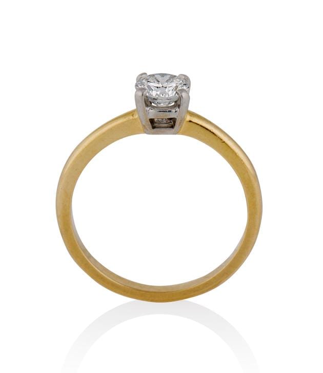 Cartier .50 Carat Transitional Cut Diamond Solitaire Yellow Gold Vintage Engagement Ring