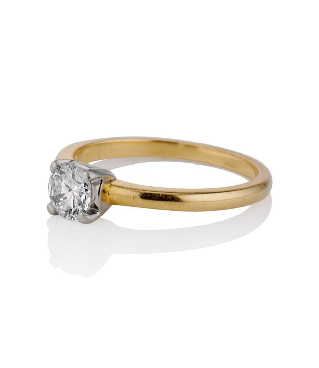 Cartier .50 Carat Transitional Cut Diamond Solitaire Yellow Gold Vintage Engagement Ring