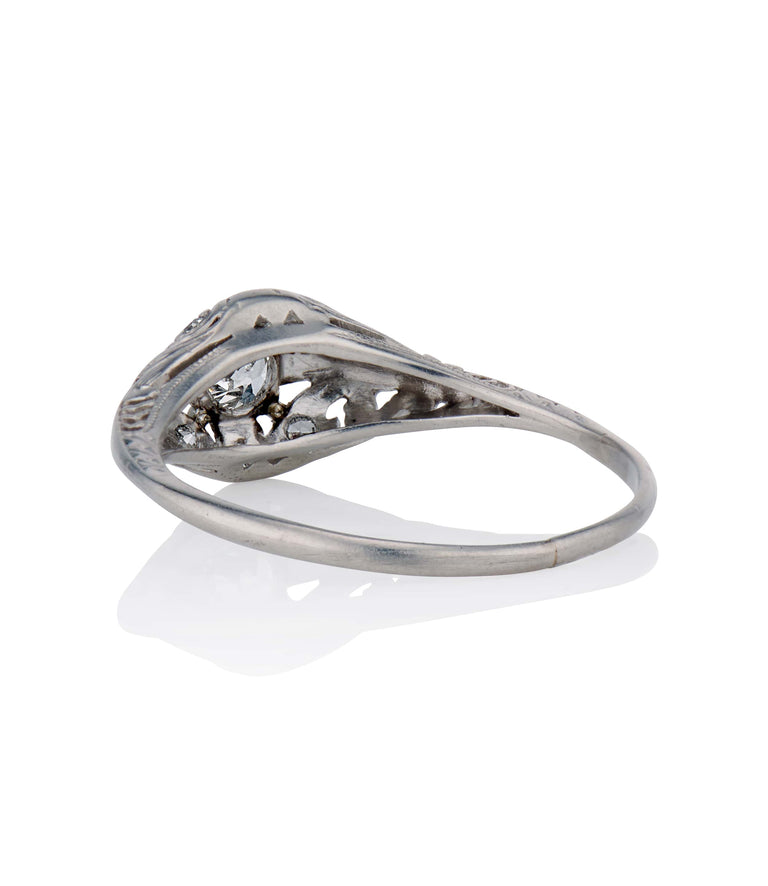Edwardian .34 Carat Old European Cut Diamond Platinum Antique Engagement Ring