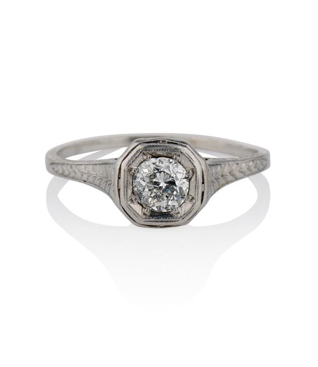 Edwardian .40 Carat Old European Cut Diamond Platinum Antique Engagement Ring