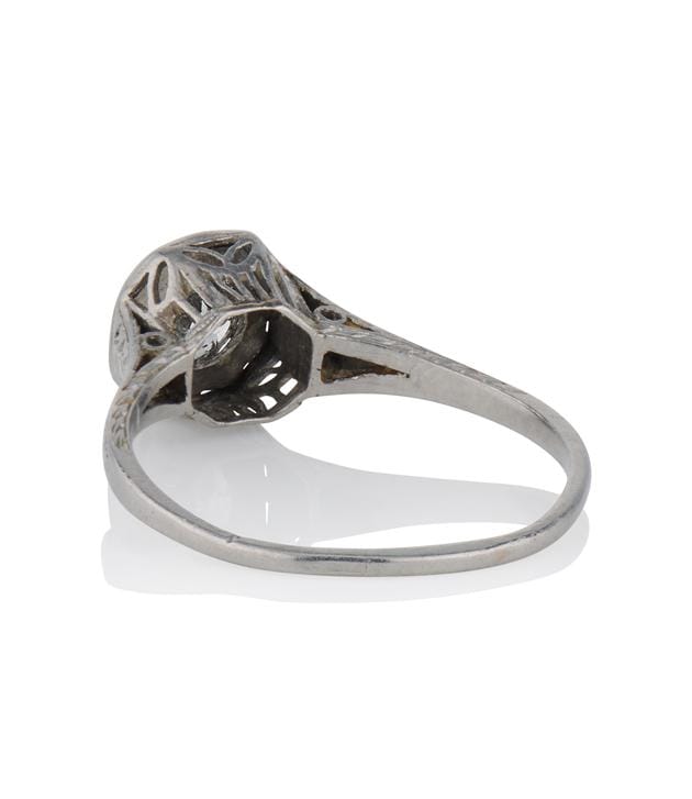 Edwardian .40 Carat Old European Cut Diamond Platinum Antique Engagement Ring
