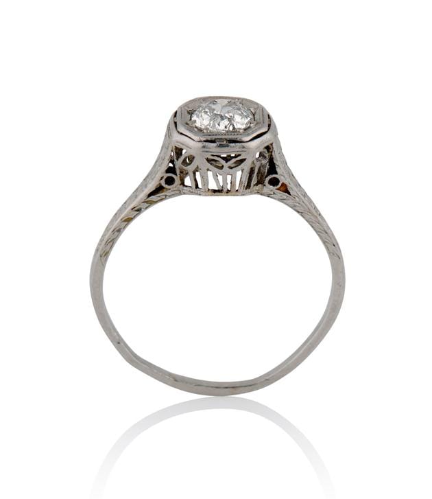 Edwardian .40 Carat Old European Cut Diamond Platinum Antique Engagement Ring