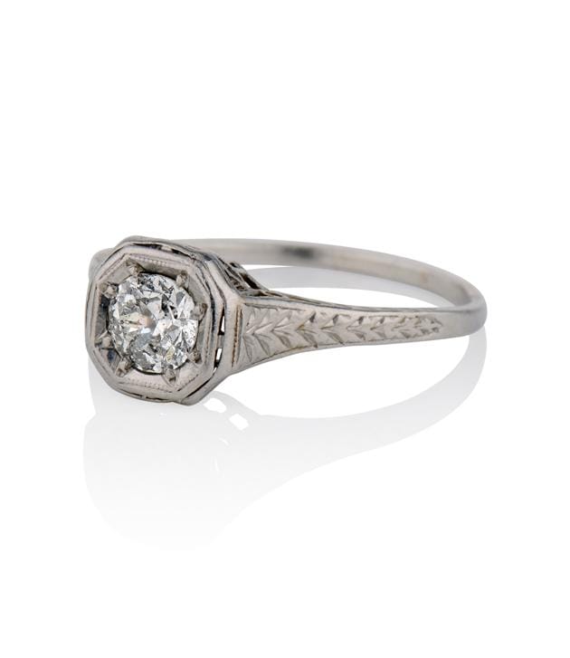 Edwardian .40 Carat Old European Cut Diamond Platinum Antique Engagement Ring