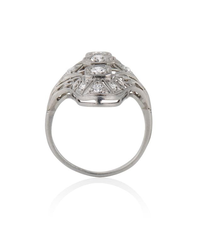 Edwardian .50 Carat Old European Cut Diamond Antique Navette Ring