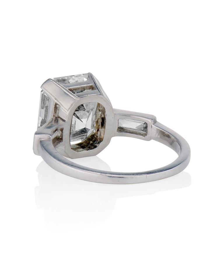 Impressive Art Deco 3.54 Carat Emerald Cut Diamond Platinum Vintage Engagement Ring