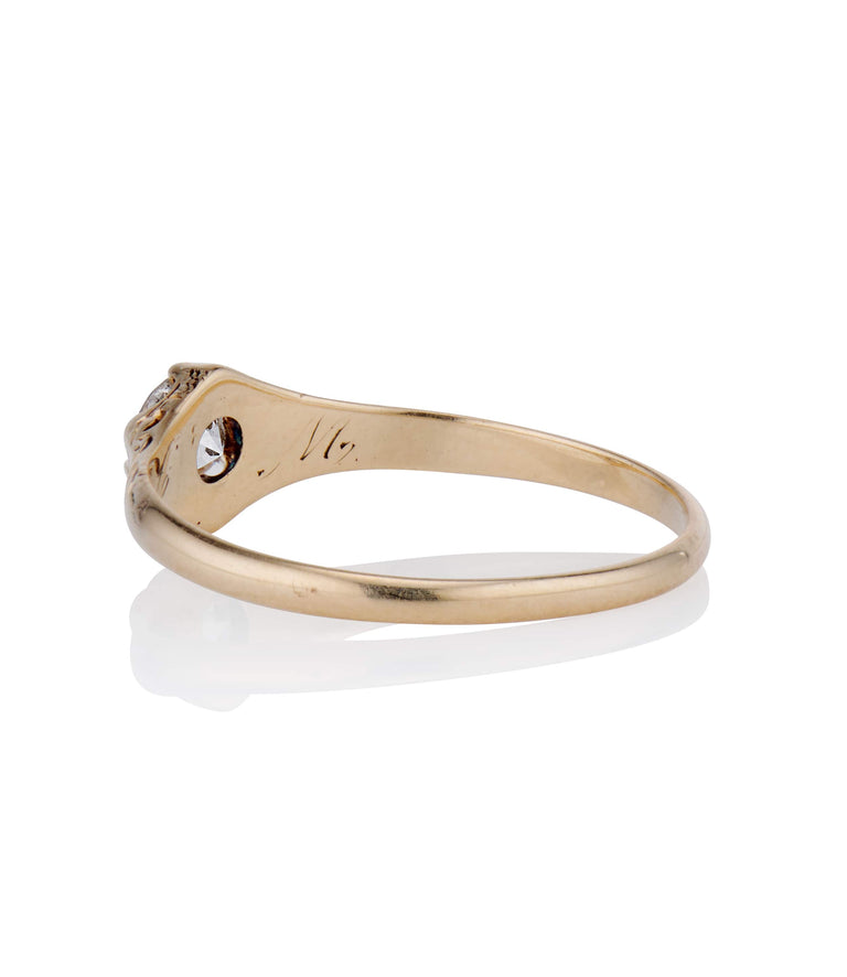 Victorian .38 Carat Old European Cut Diamond Yellow Gold Solitaire Antique Engagement Ring
